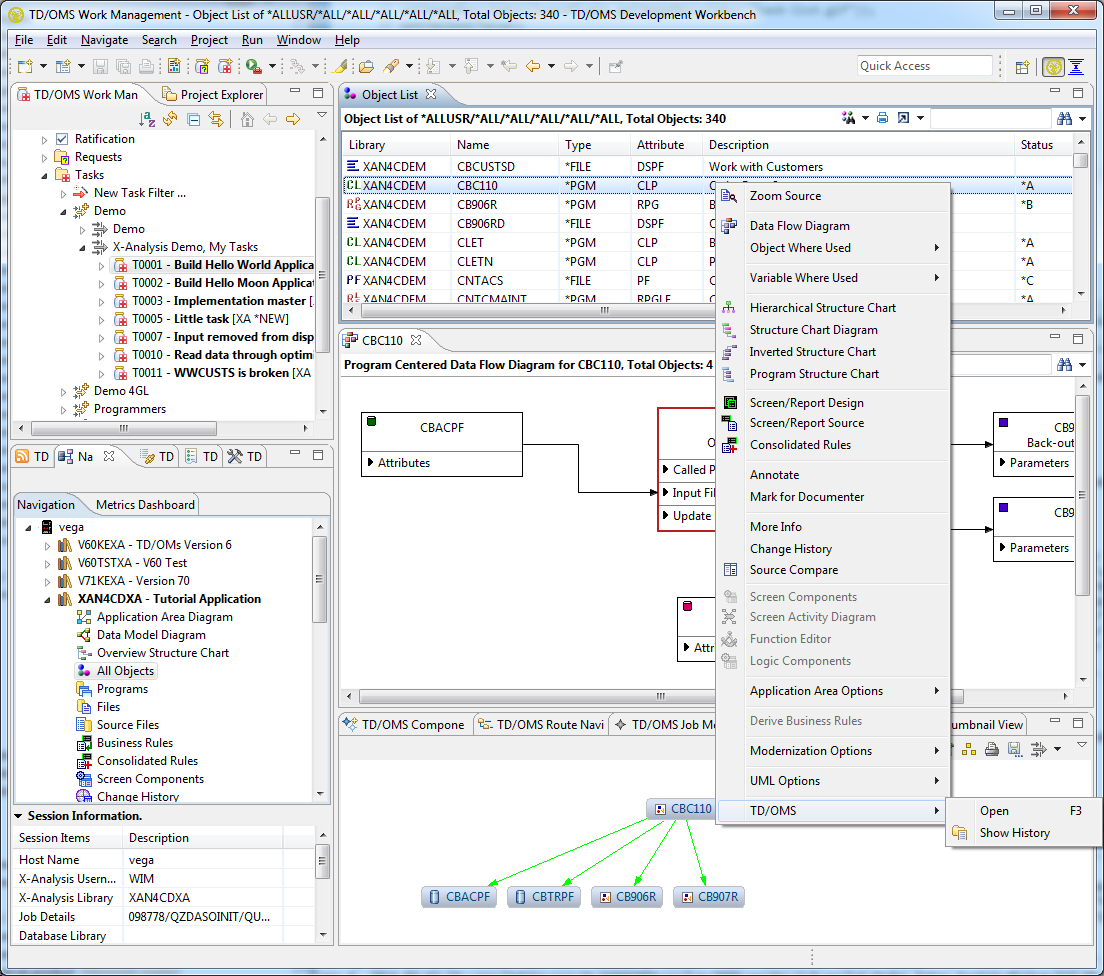 TD/OMS, software change management seamlessly integrated with XAnalysis from Fresche Legacy